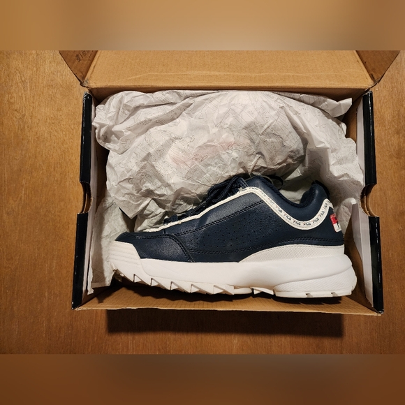 Fila Mens Navy Disruptor II Premium Repeat Low Top Sneaker Shoes US4.5 - Picture 8 of 9